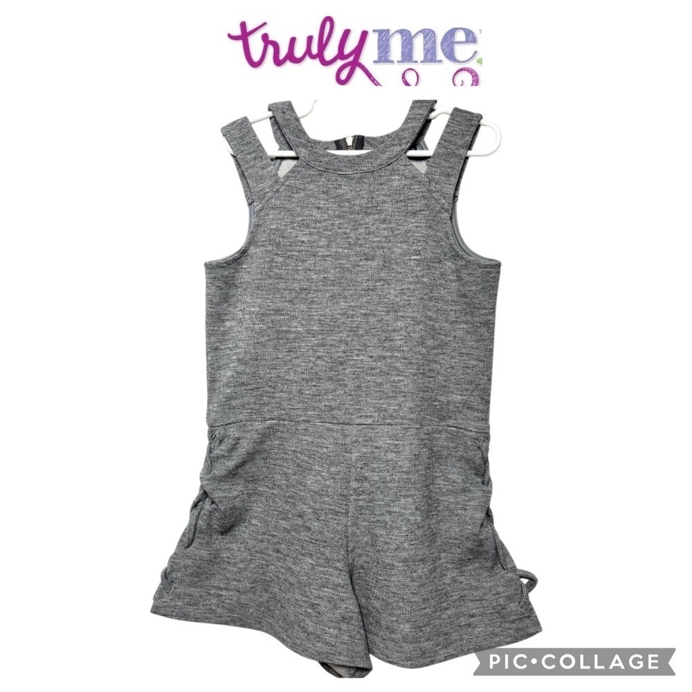 Truly Me girls gray terry shorts sleeveless romper size 7